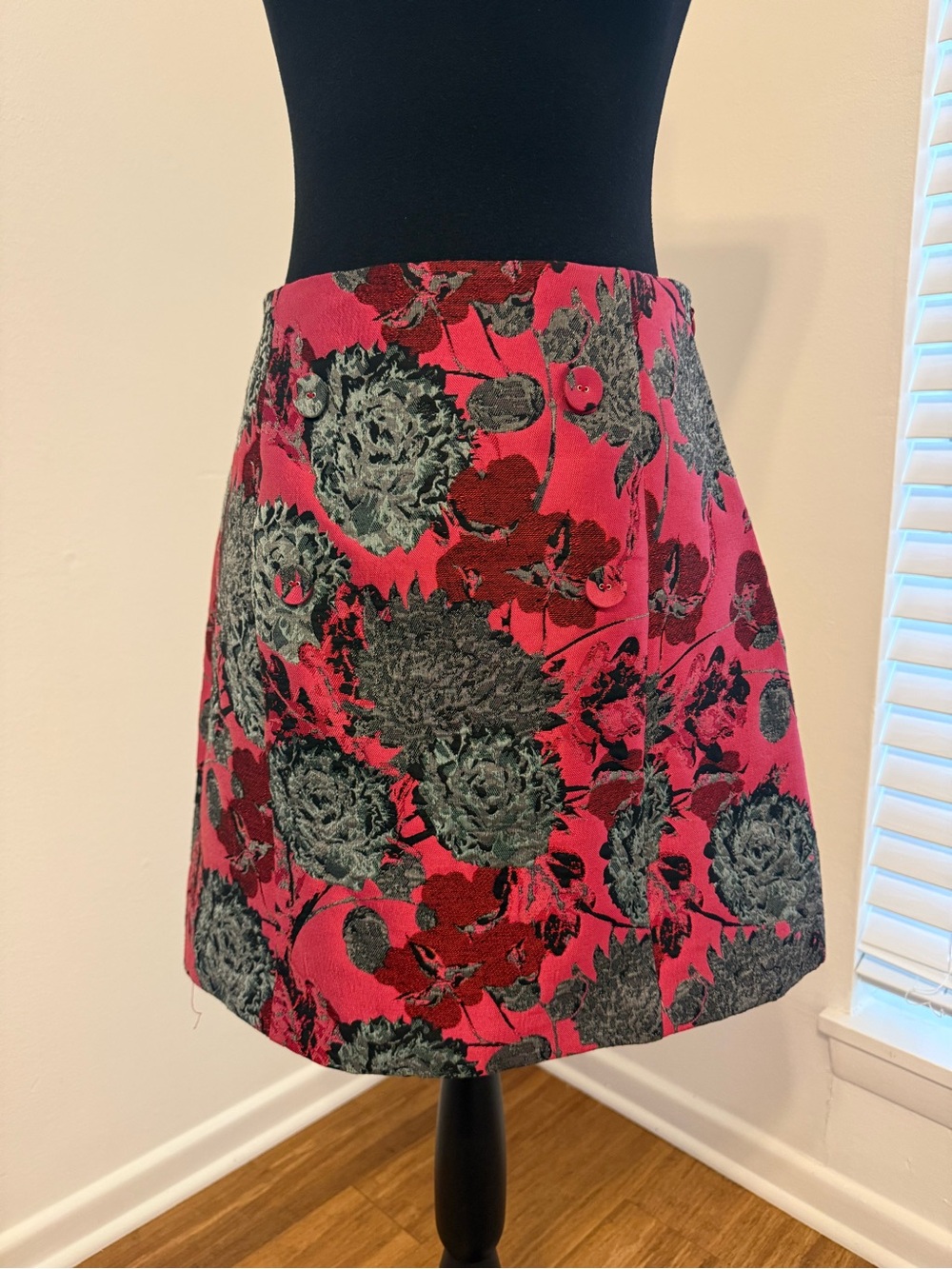 NWT Abbey Glass Jessica Skirt Hot Pink Vintage Dahlia Jacquard - Picture 3 of 5